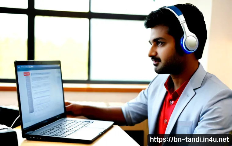통번역사 경력 개발 - Photorealistic career development scene of a Bengali language interpreter in a modern home office, c...